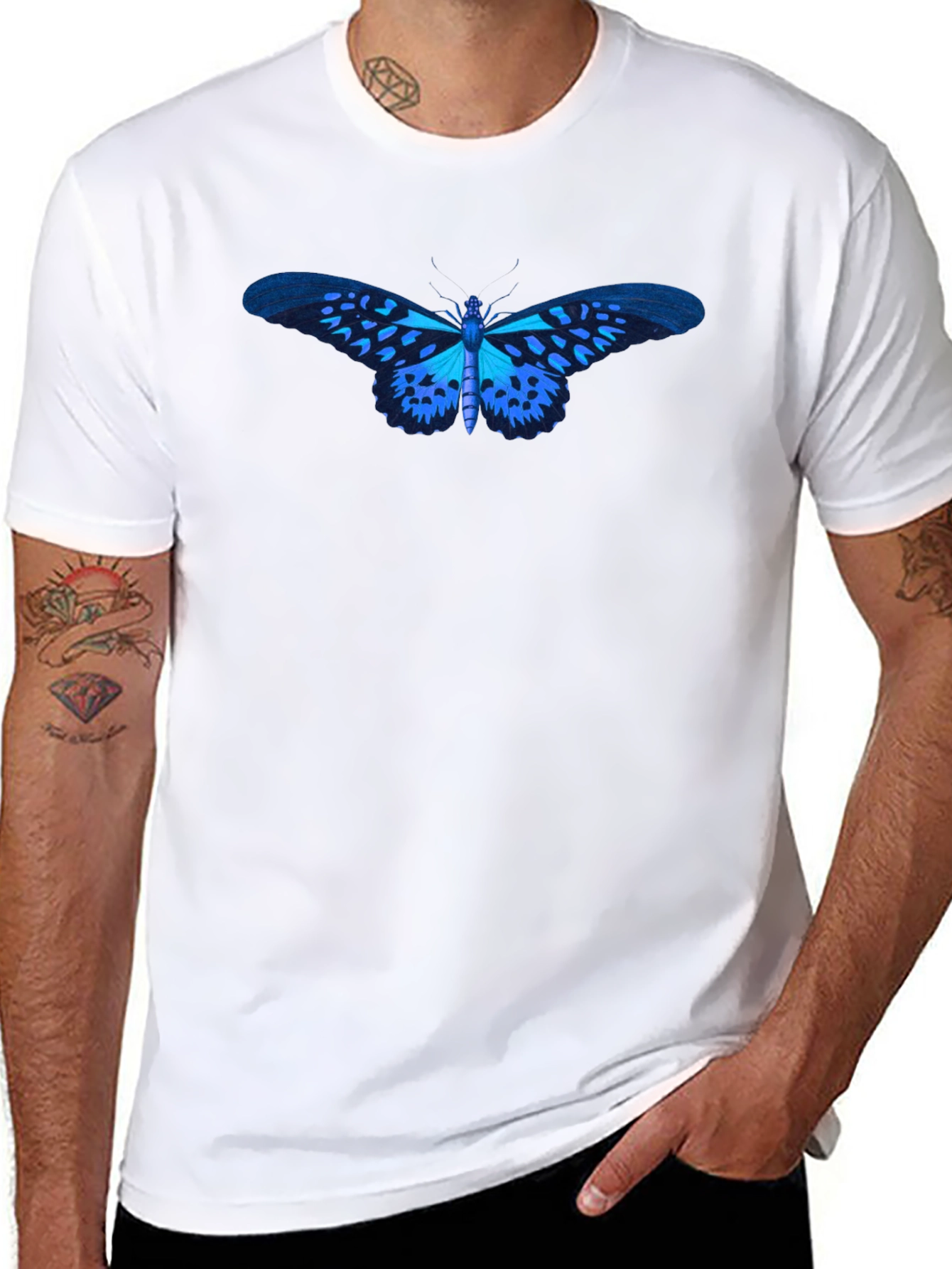 Butterfly Graphic Tee - Stylish Black Cotton T-Shirt