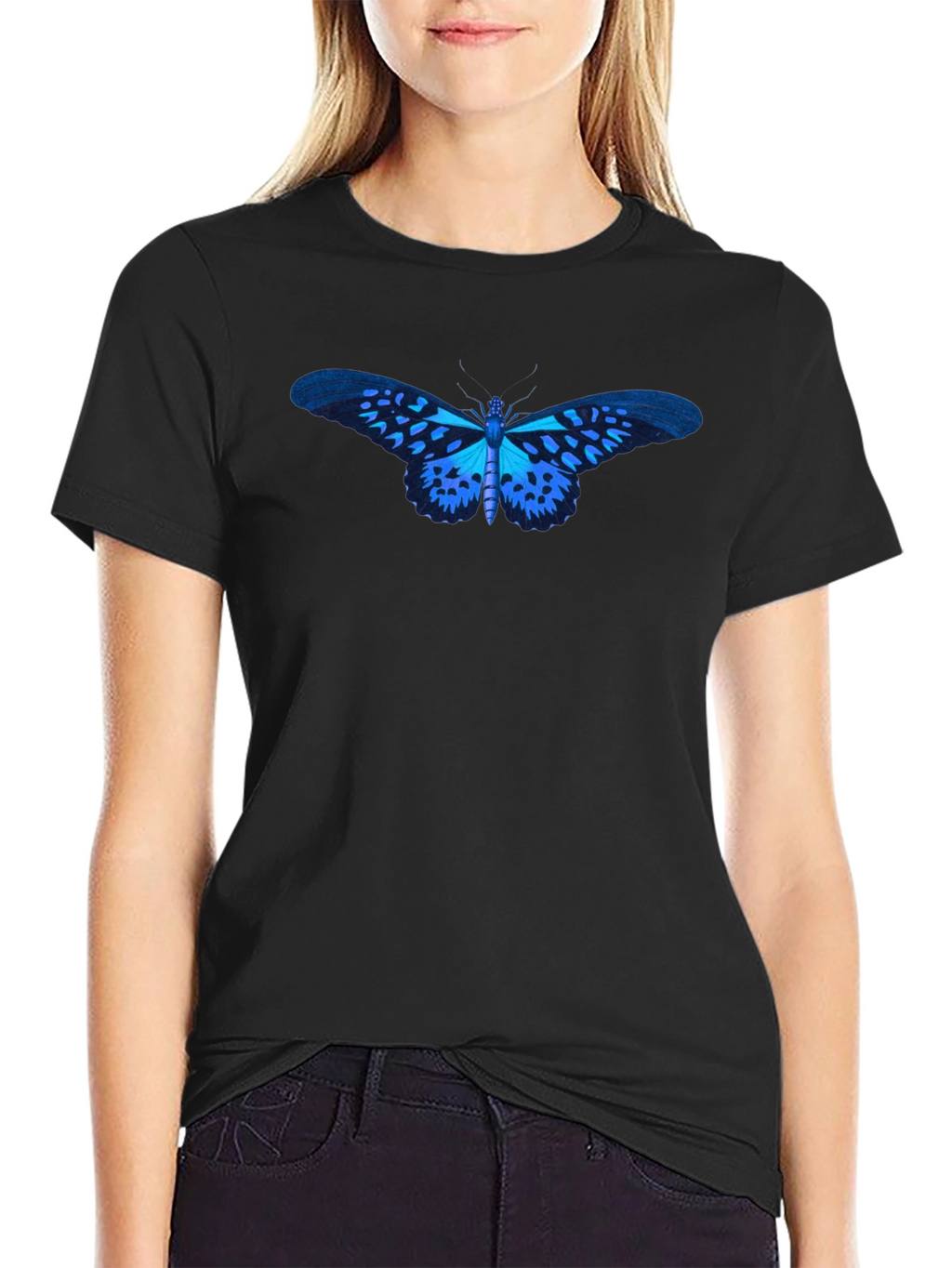 Butterfly Graphic Tee - Stylish Black Cotton T-Shirt