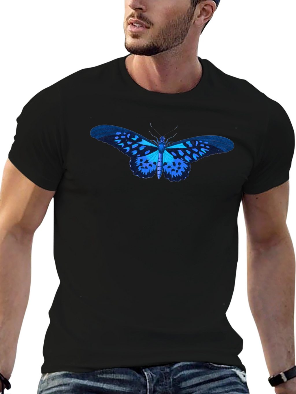 Butterfly Graphic Tee - Stylish Black Cotton T-Shirt