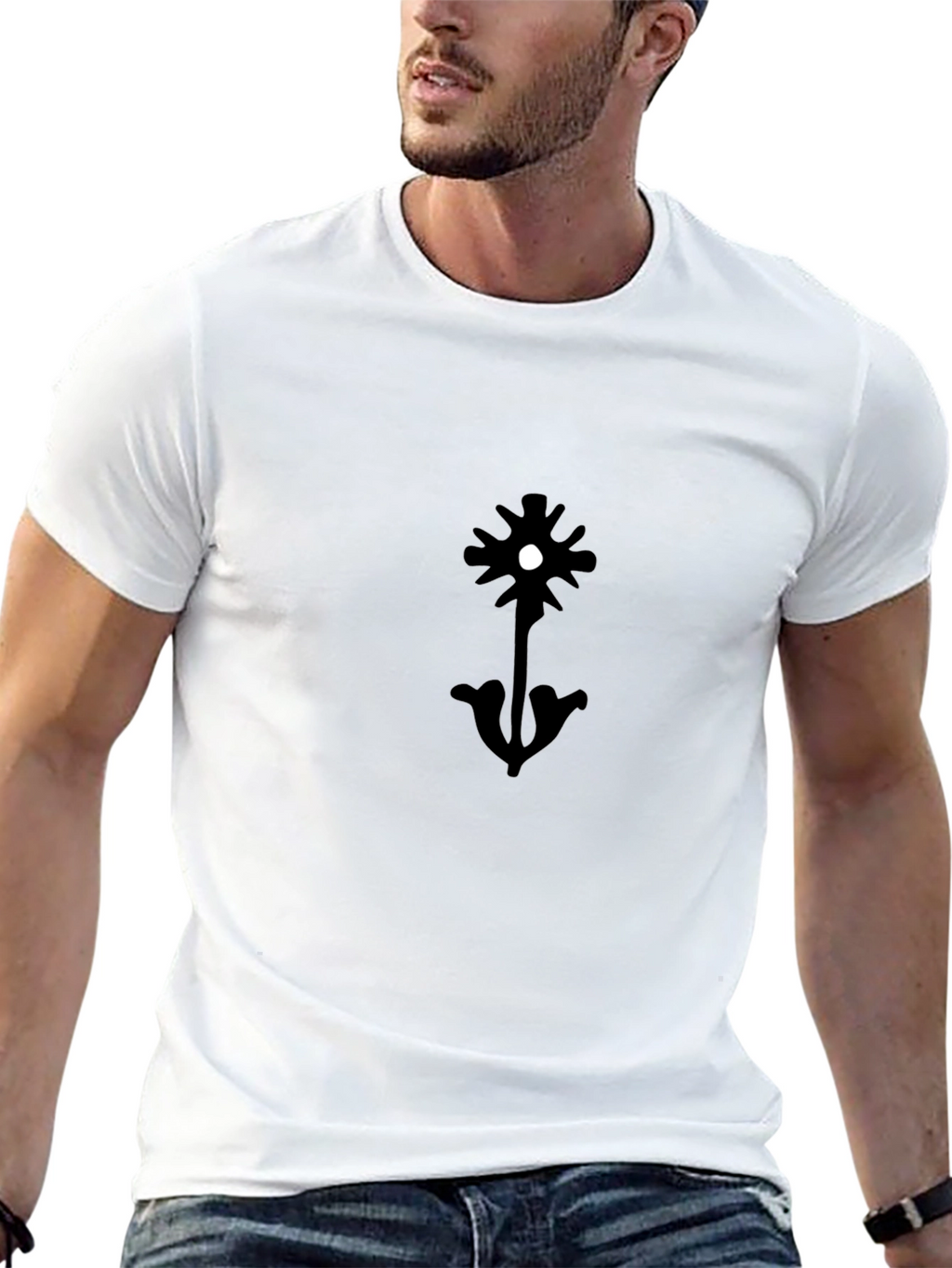Black T-Shirt with Unique Floral Graphic