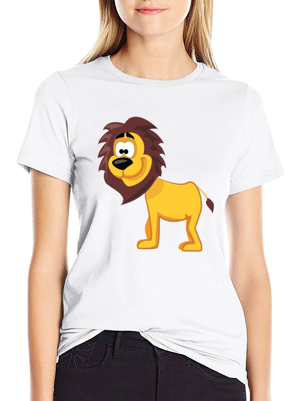 Cartoon Lion Graphic Tee - Fun Black T-Shirt