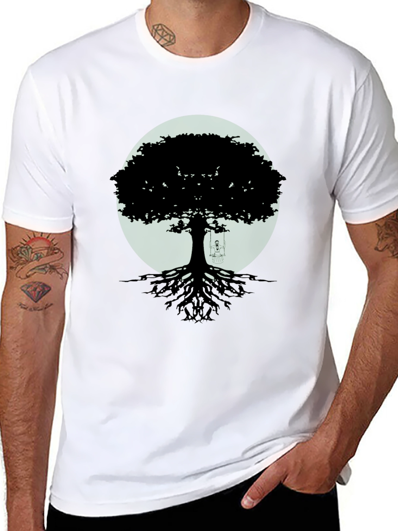 Black Tree Silhouette Graphic Tee - Nature Inspired Menswear
