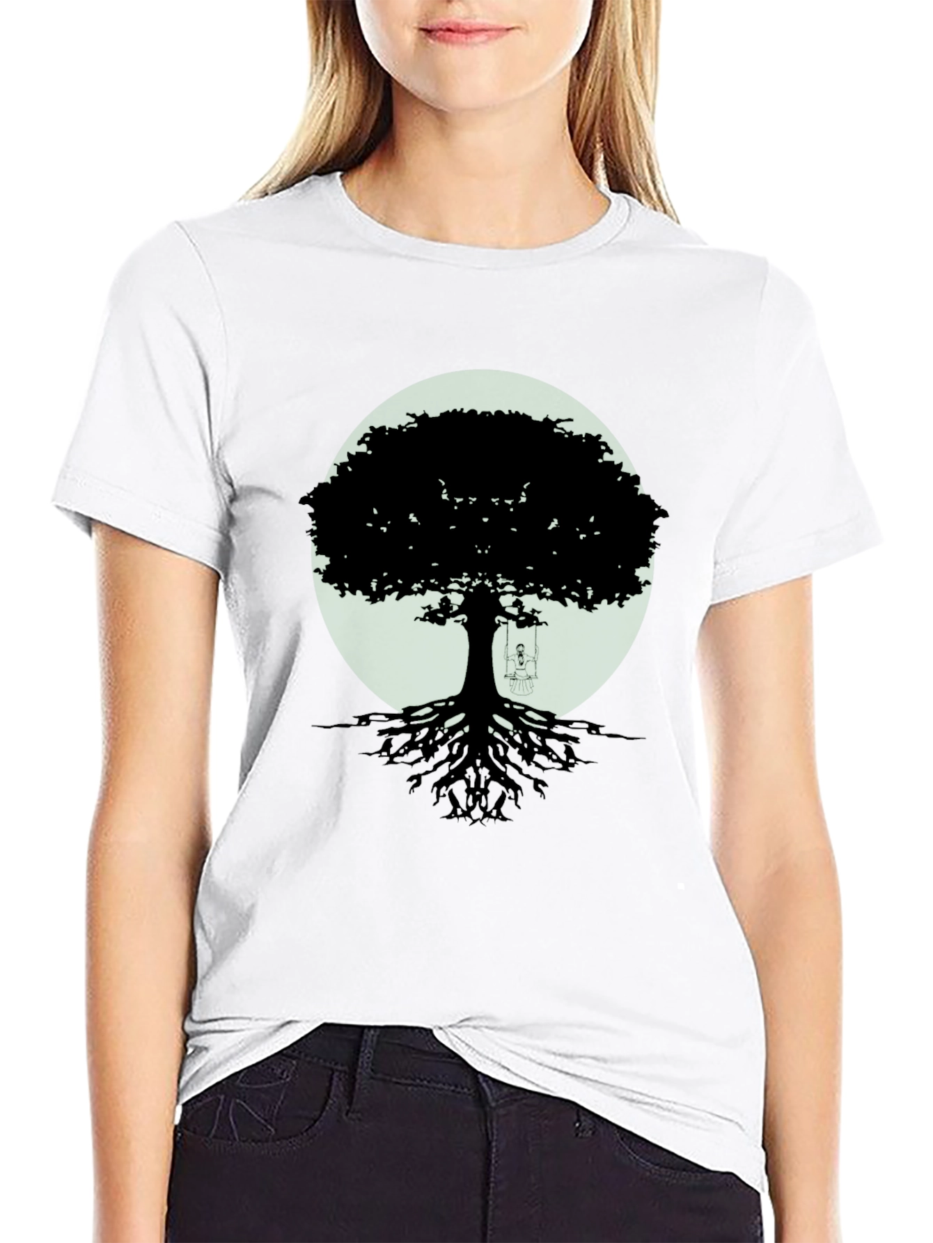 Black Tree Silhouette Graphic Tee - Nature Inspired Menswear