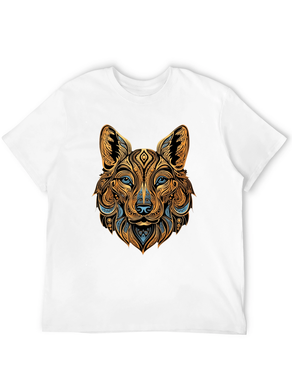 Tribal Wolf Graphic Black Tee - Unique Animal Print