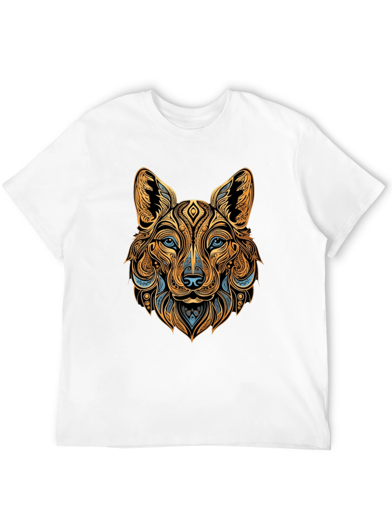 Tribal Wolf Graphic Black Tee - Unique Animal Print