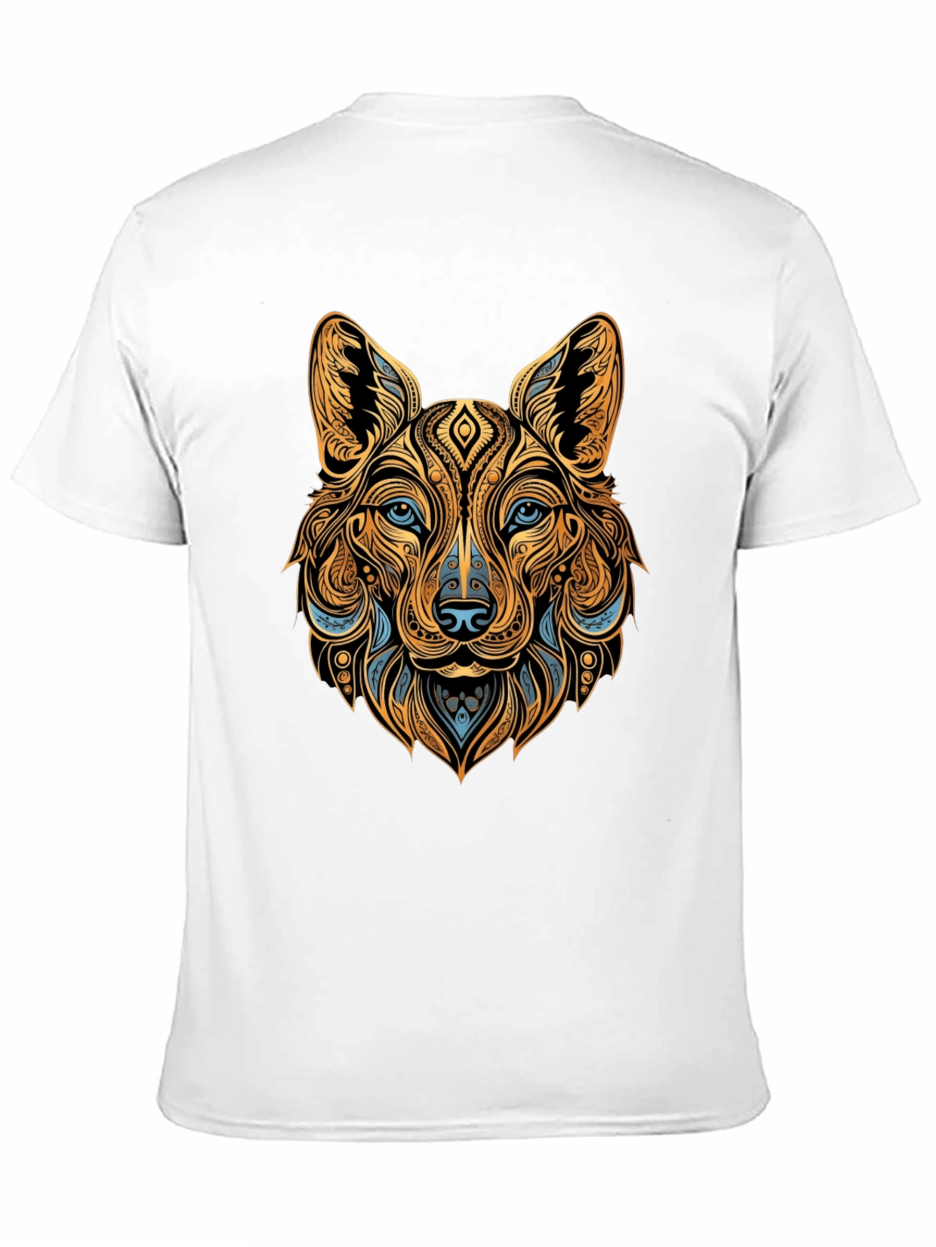 Tribal Wolf Graphic Black Tee - Unique Animal Print