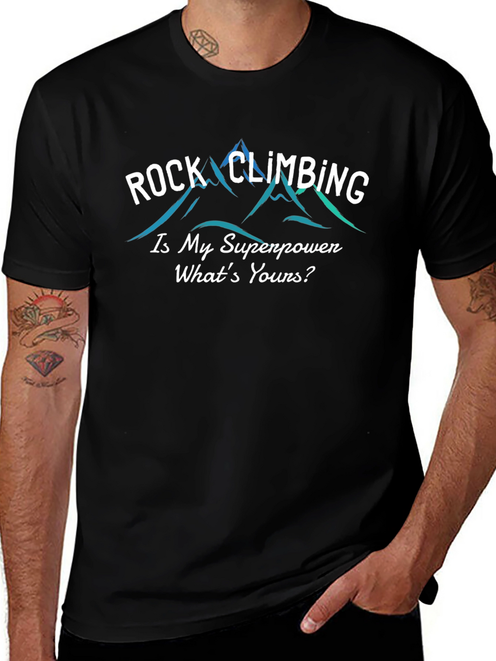 Rock Climbing Superpower T-Shirt - Black