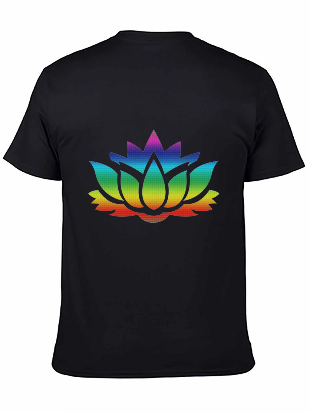 Rainbow Lotus Flower Graphic Black T-Shirt