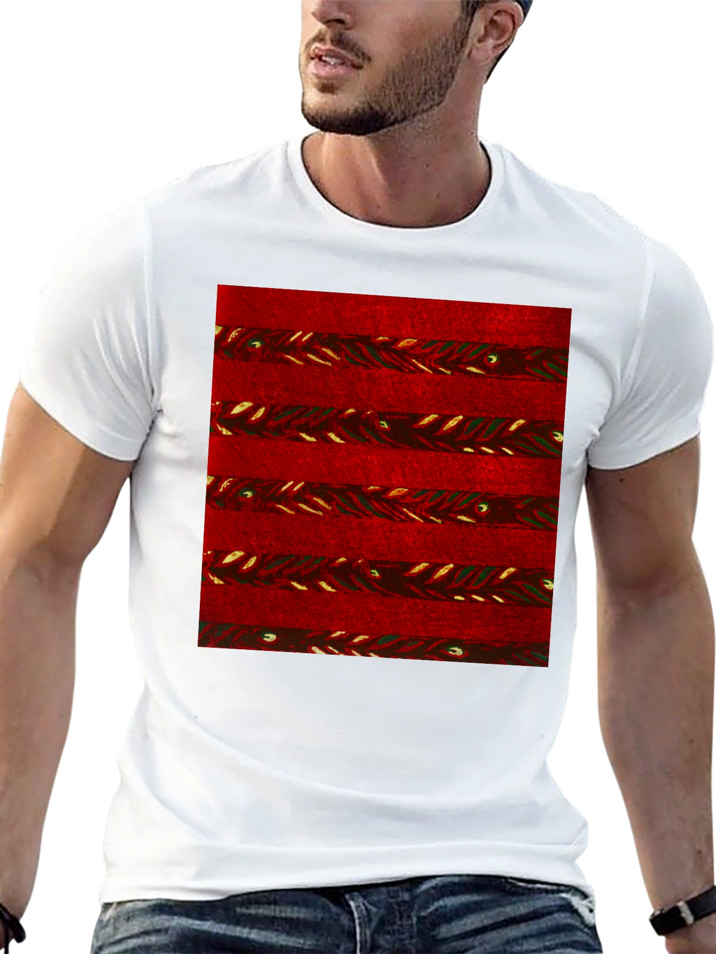 Red Striped Pattern Graphic Tee - Stylish Casual Wear