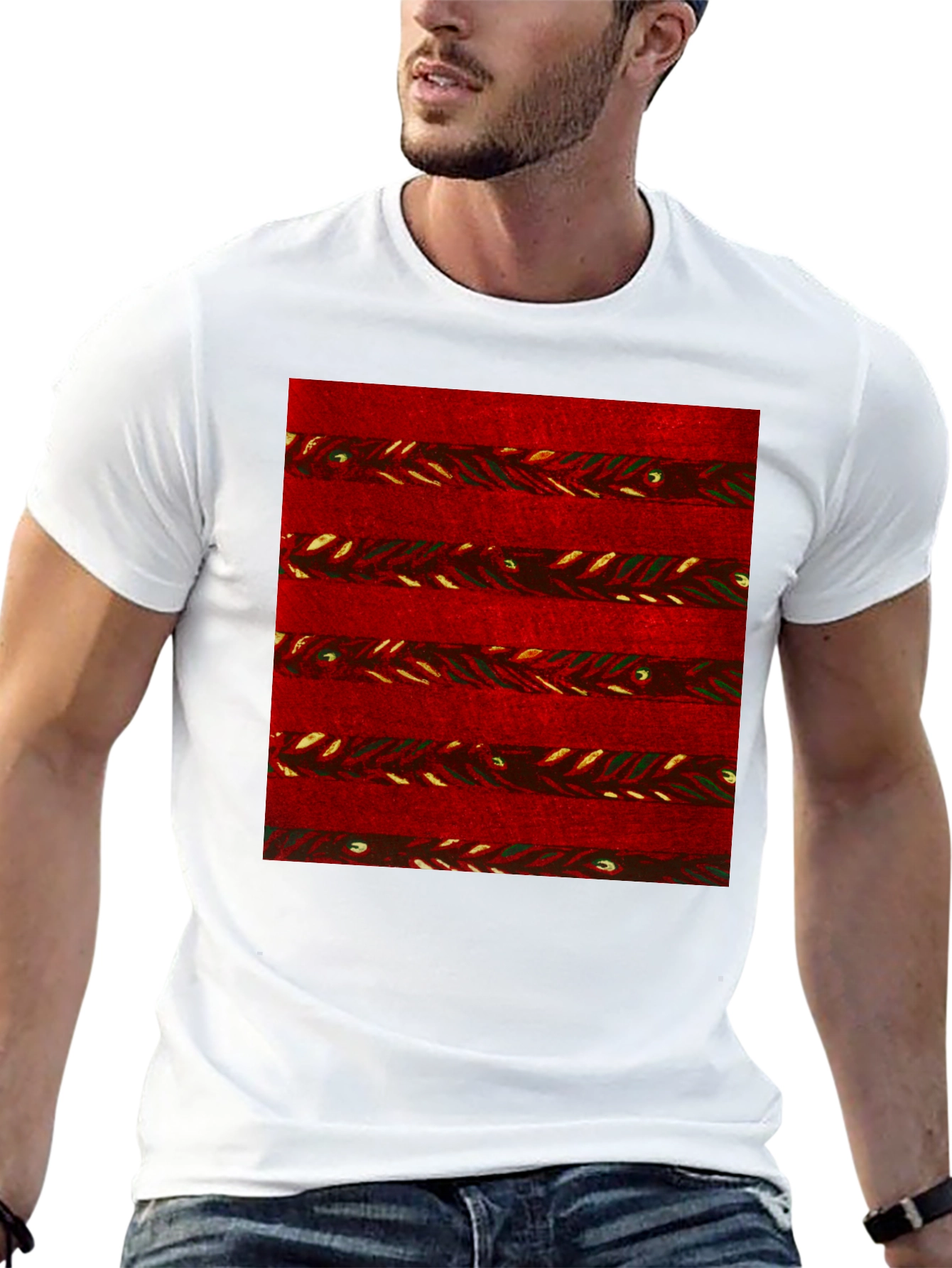 Red Striped Pattern Graphic Tee - Stylish Casual Wear