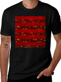 Red Striped Pattern Graphic Tee - Stylish Casual Wear
