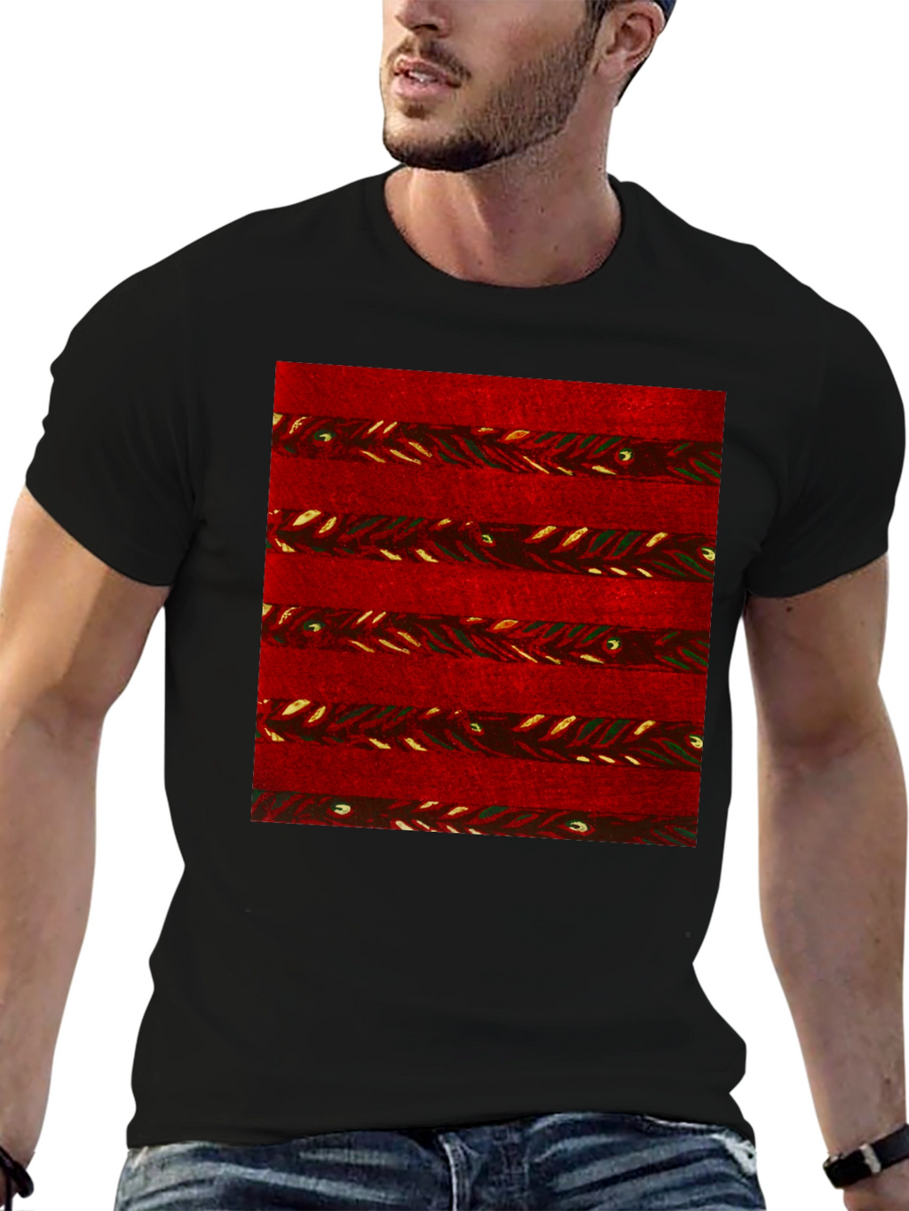Red Striped Pattern Graphic Tee - Stylish Casual Wear