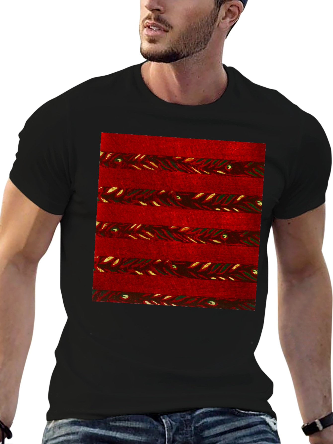Red Striped Pattern Graphic Tee - Stylish Casual Wear