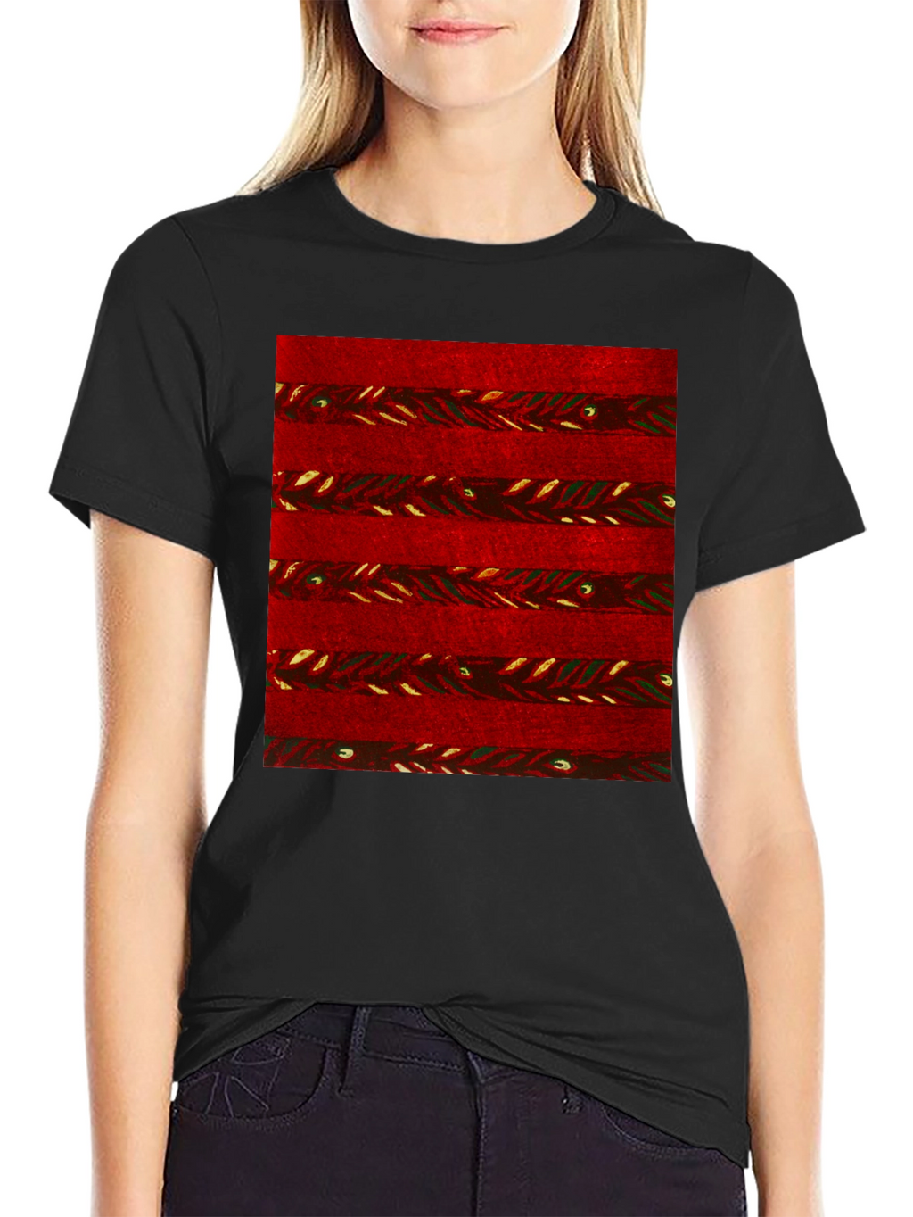 Red Striped Pattern Graphic Tee - Stylish Casual Wear
