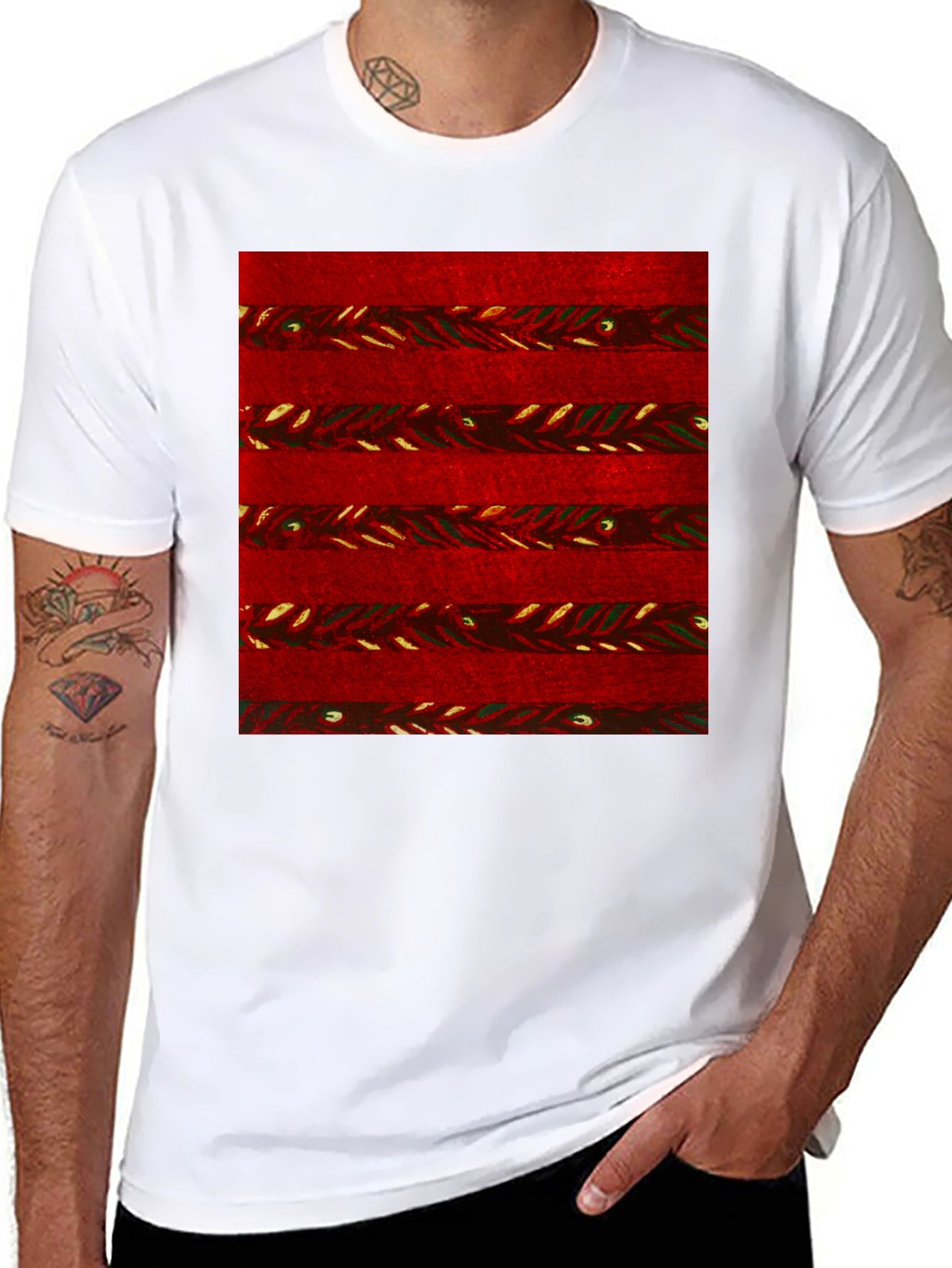 Red Striped Pattern Graphic Tee - Stylish Casual Wear