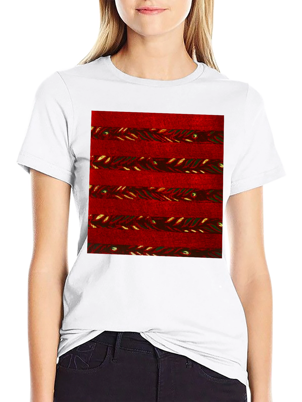 Red Striped Pattern Graphic Tee - Stylish Casual Wear