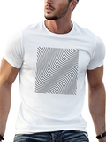 Abstract Wavy Lines Black T-Shirt