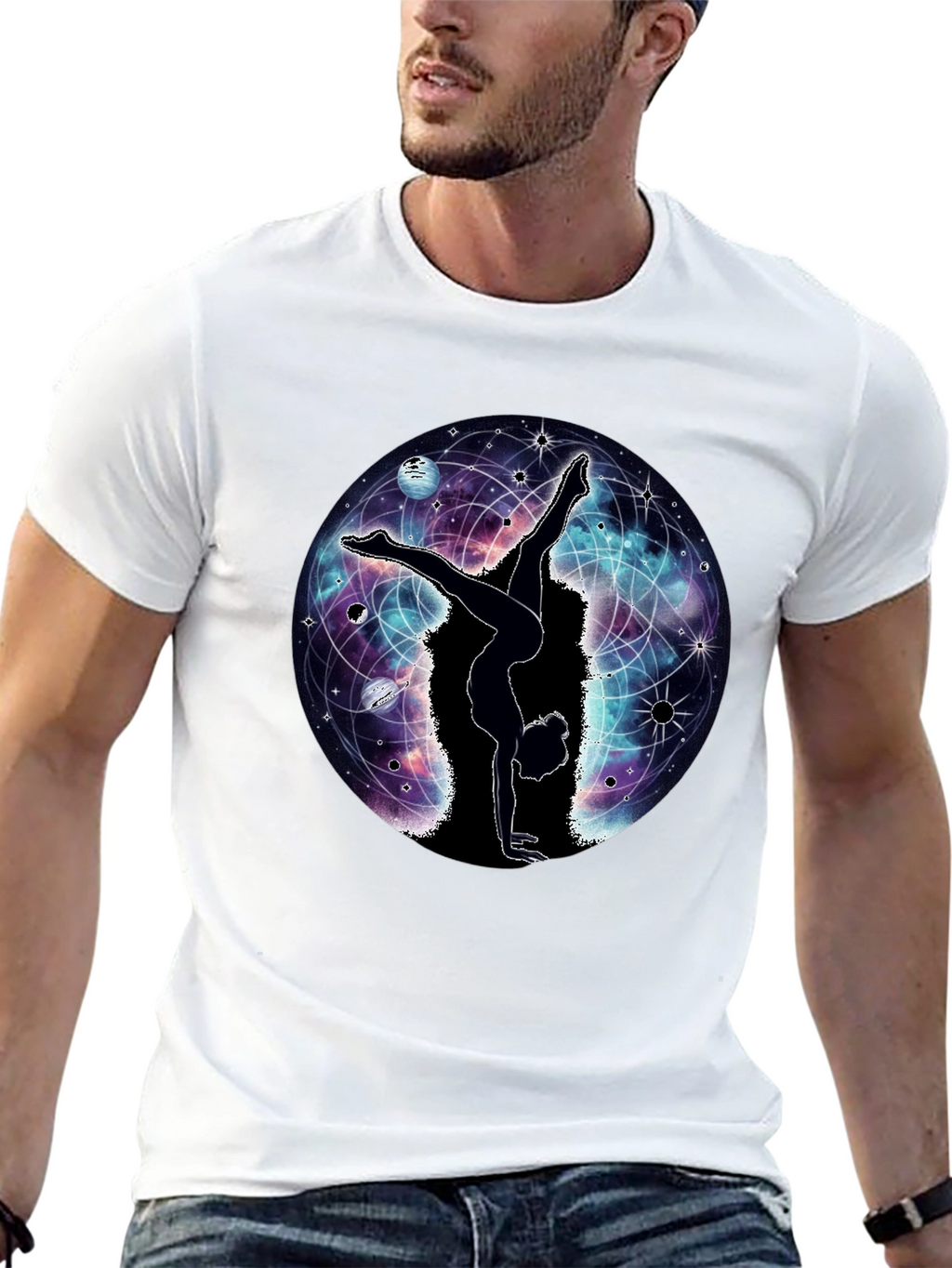 Cosmic Yoga T-Shirt - Black Graphic Tee