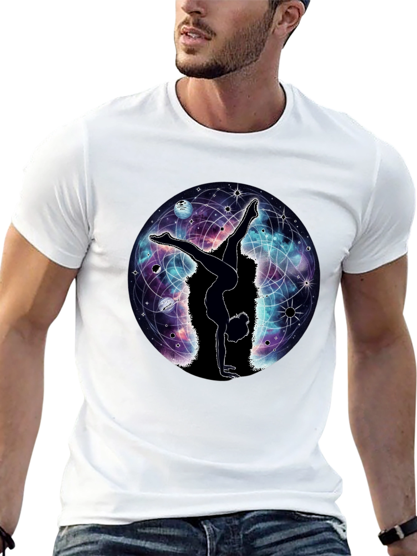 Cosmic Yoga T-Shirt - Black Graphic Tee