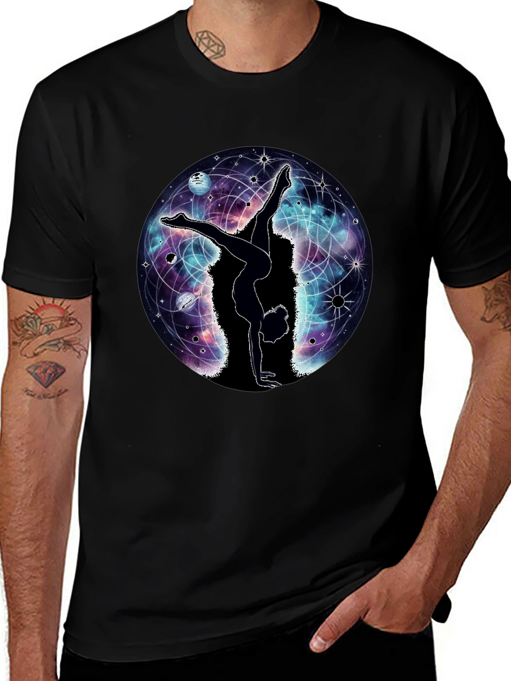 Cosmic Yoga T-Shirt - Black Graphic Tee