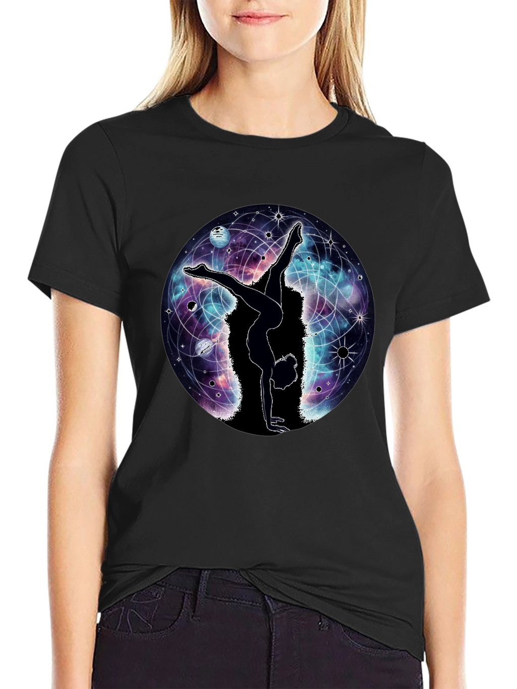 Cosmic Yoga T-Shirt - Black Graphic Tee