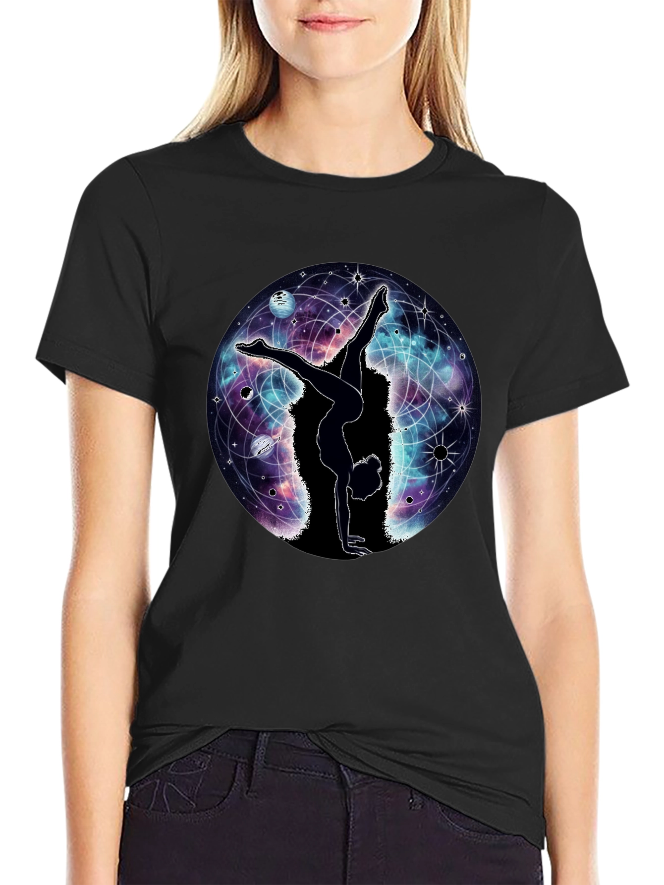 Cosmic Yoga T-Shirt - Black Graphic Tee