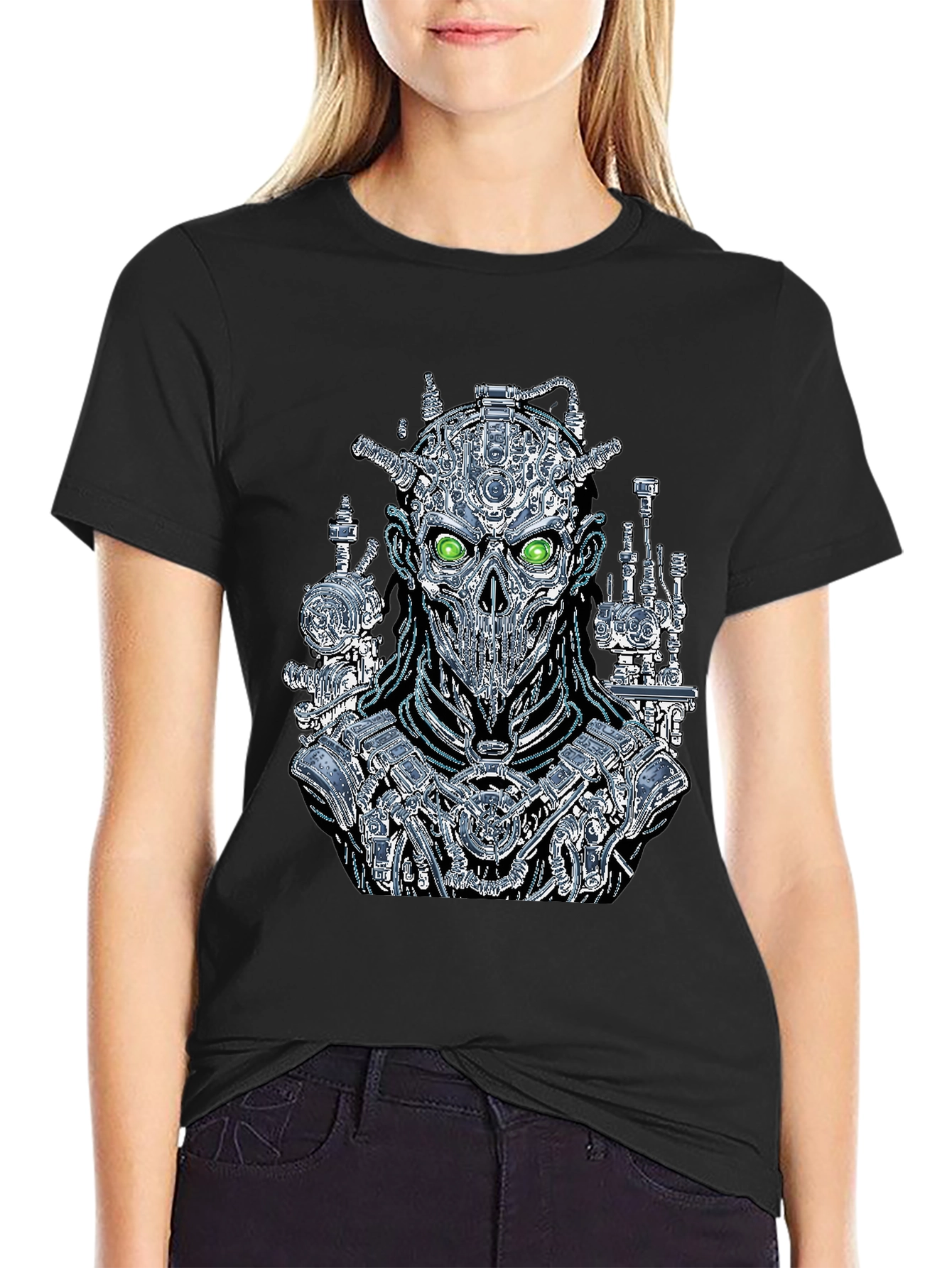 Cyborg T-Shirt - Metallic Skeleton Design