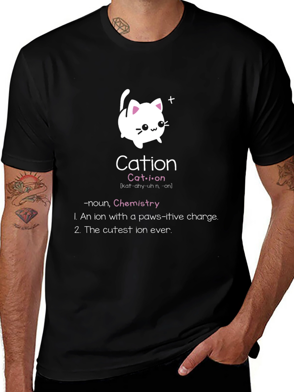 Cation Chemistry Cat Black T-Shirt