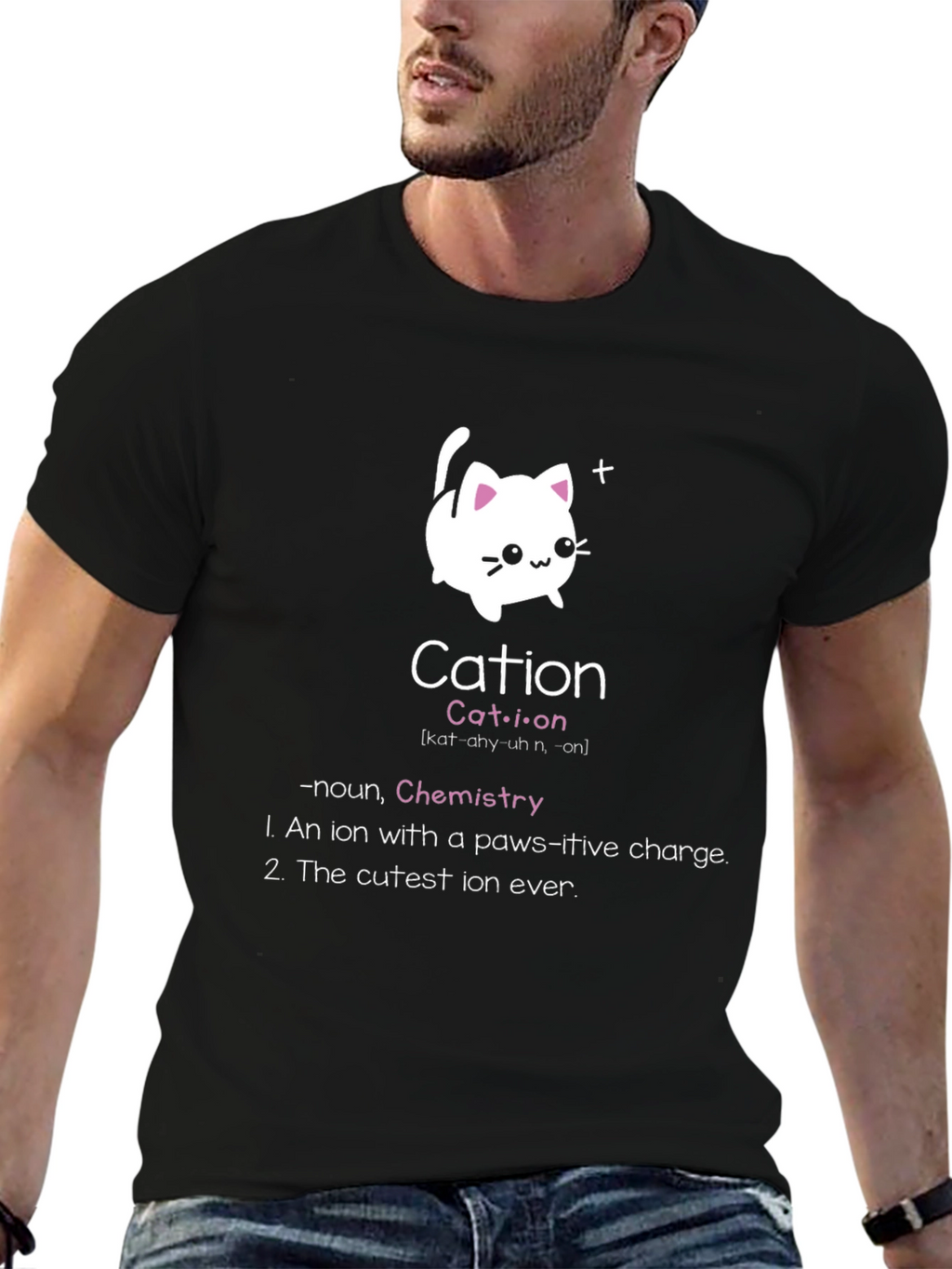 Cation Chemistry Cat Black T-Shirt
