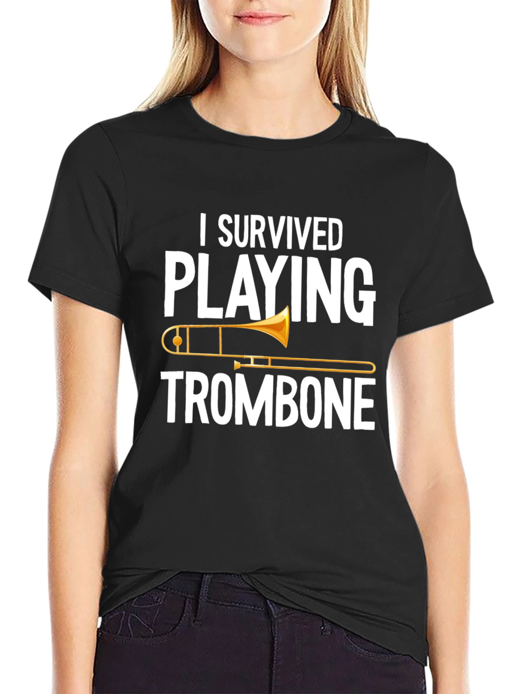 I Survived Playing Trombone Black T-Shirt