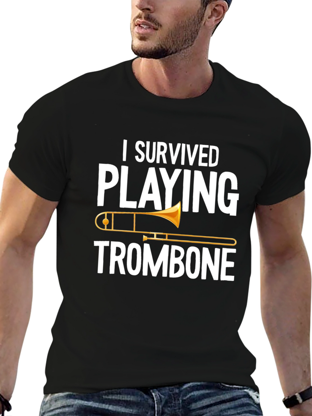 I Survived Playing Trombone Black T-Shirt
