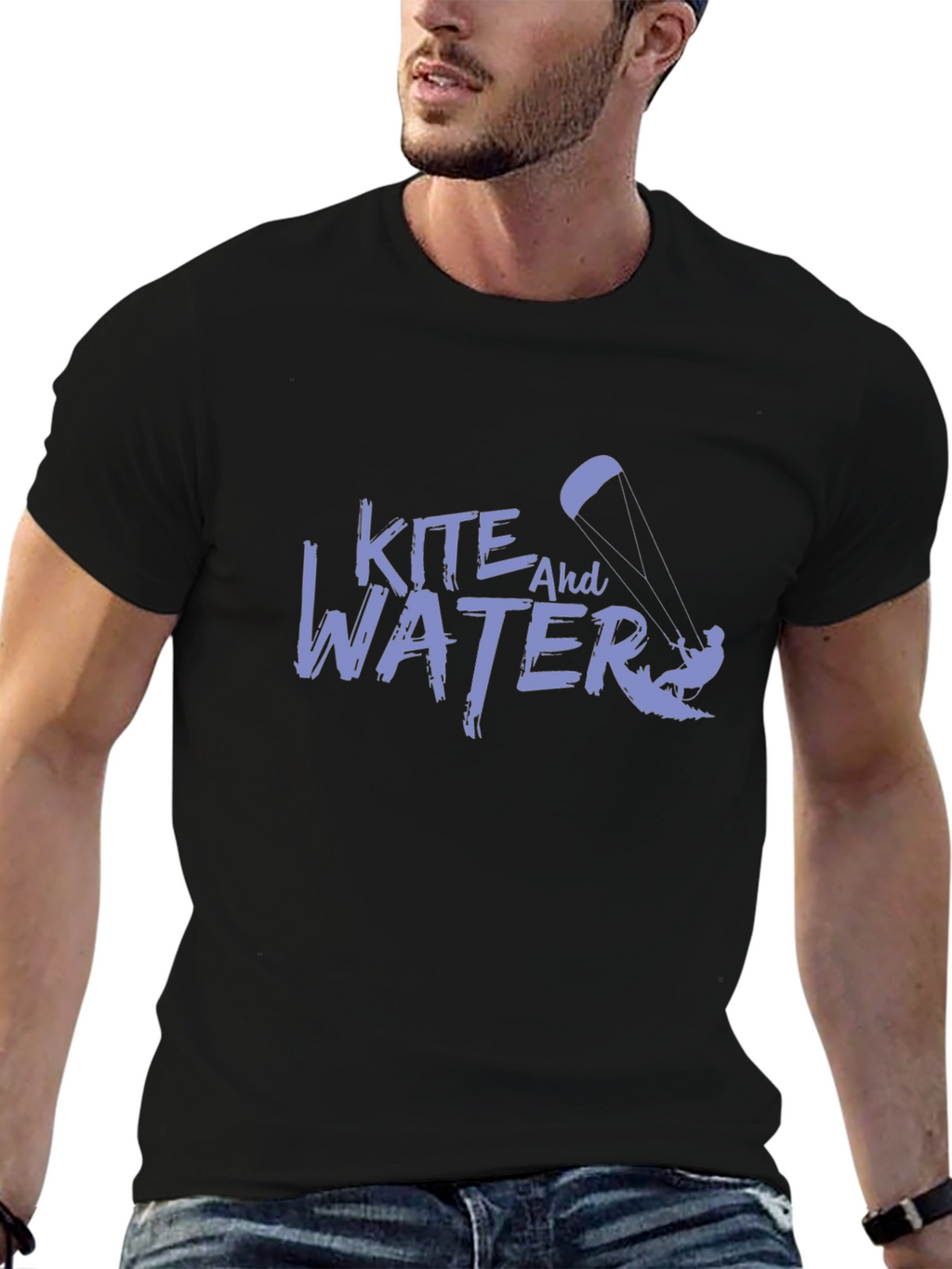 Kite and Water Graphic Tee - Black