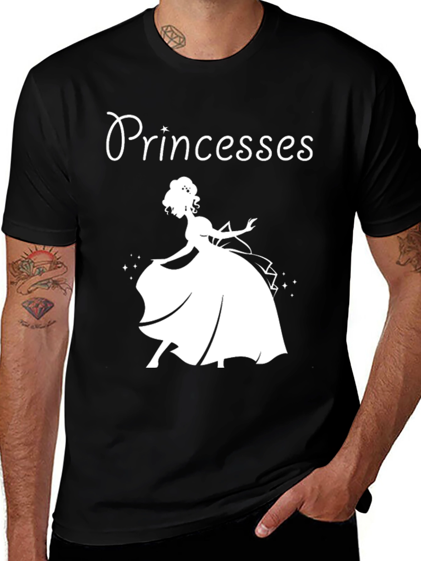 Princesses Graphic Tee - Black Cotton T-Shirt