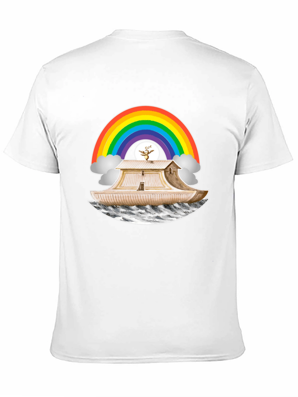 Noahs Ark Rainbow Graphic Tee - Black Cotton T-Shirt