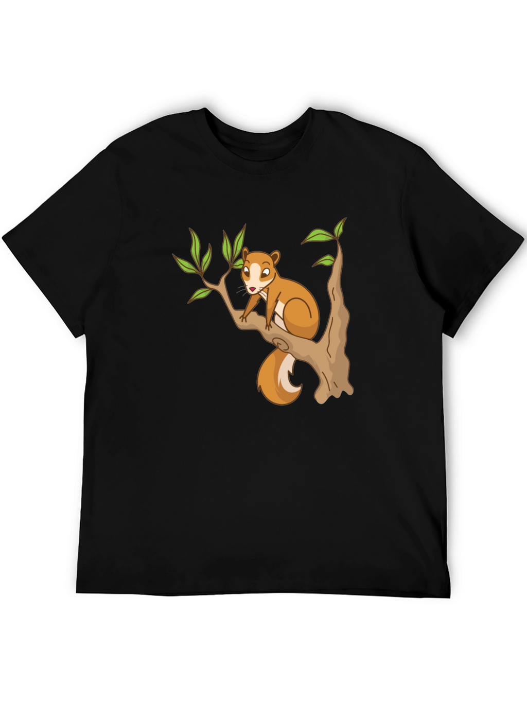 Squirrel on Tree Black T-Shirt