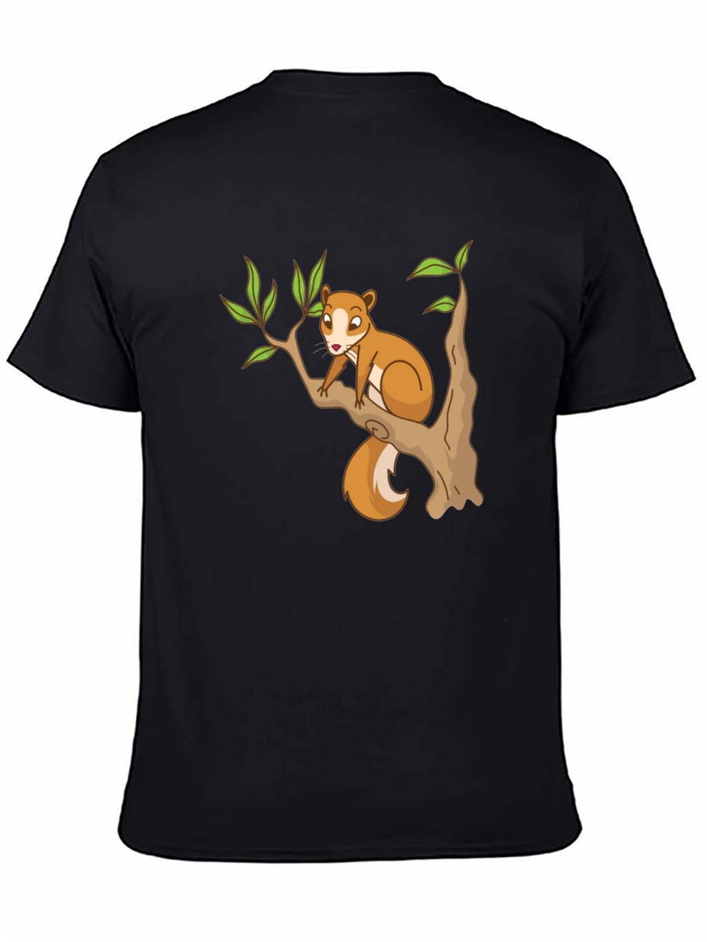 Squirrel on Tree Black T-Shirt