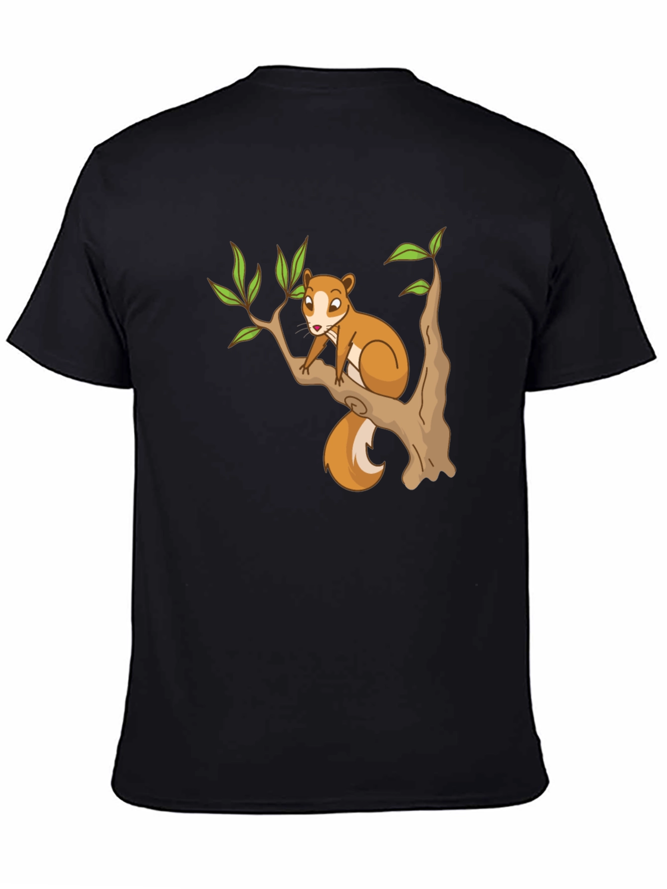 Squirrel on Tree Black T-Shirt