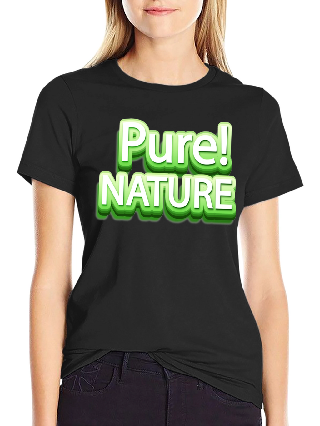 Pure Nature Graphic Tee - Stylish Black T-Shirt
