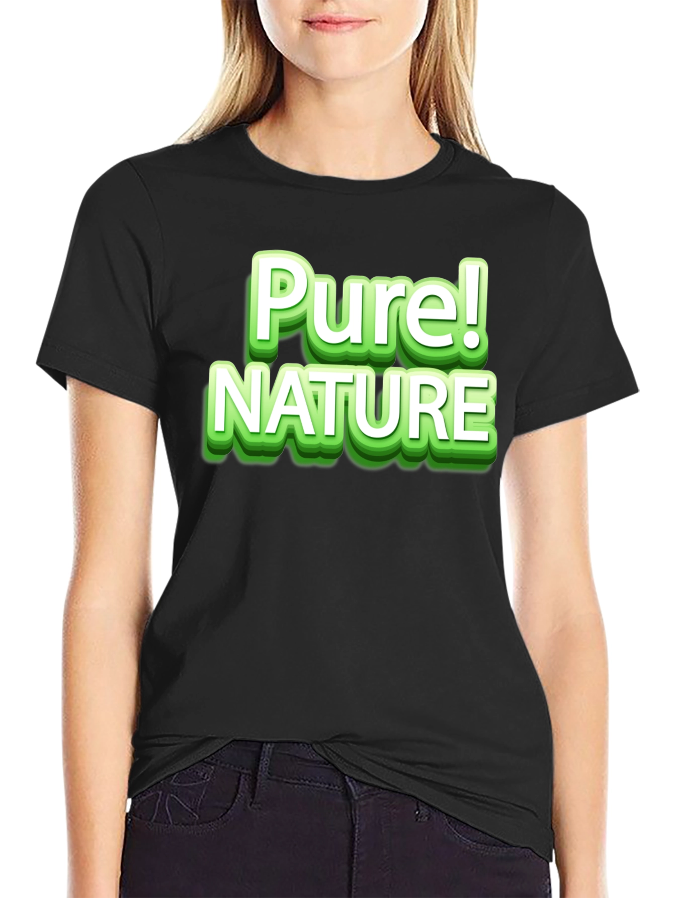 Pure Nature Graphic Tee - Stylish Black T-Shirt