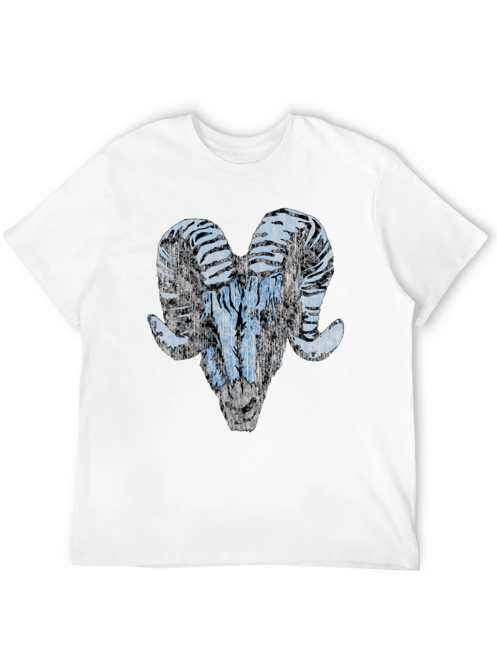 Ram Graphic T-Shirt - Black Distressed Animal Print
