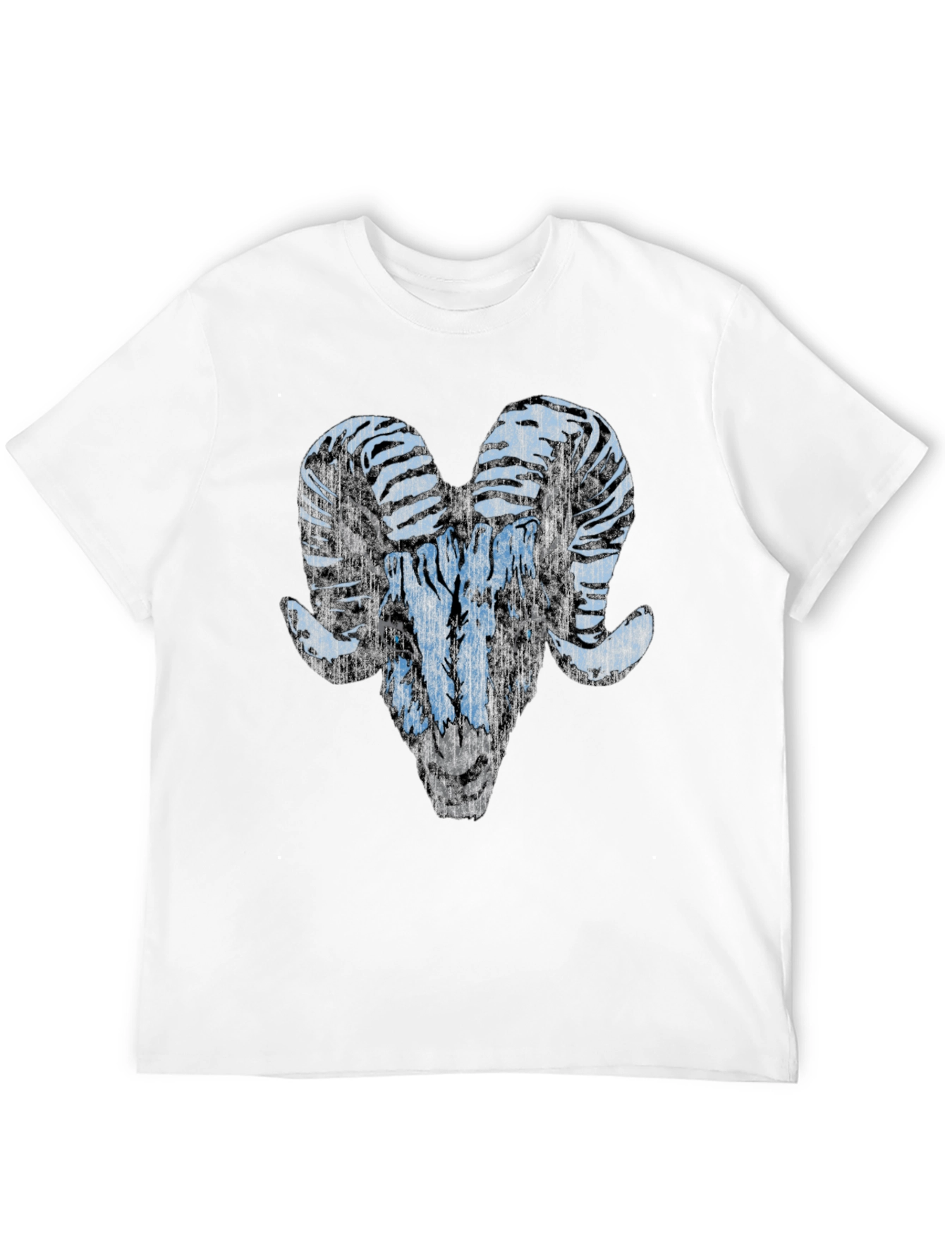 Ram Graphic T-Shirt - Black Distressed Animal Print