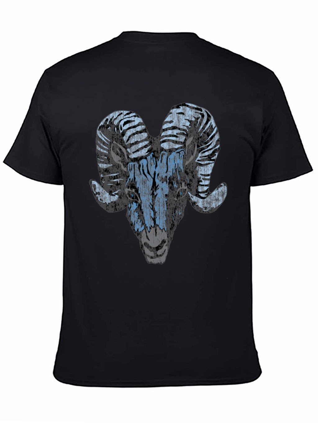 Ram Graphic T-Shirt - Black Distressed Animal Print