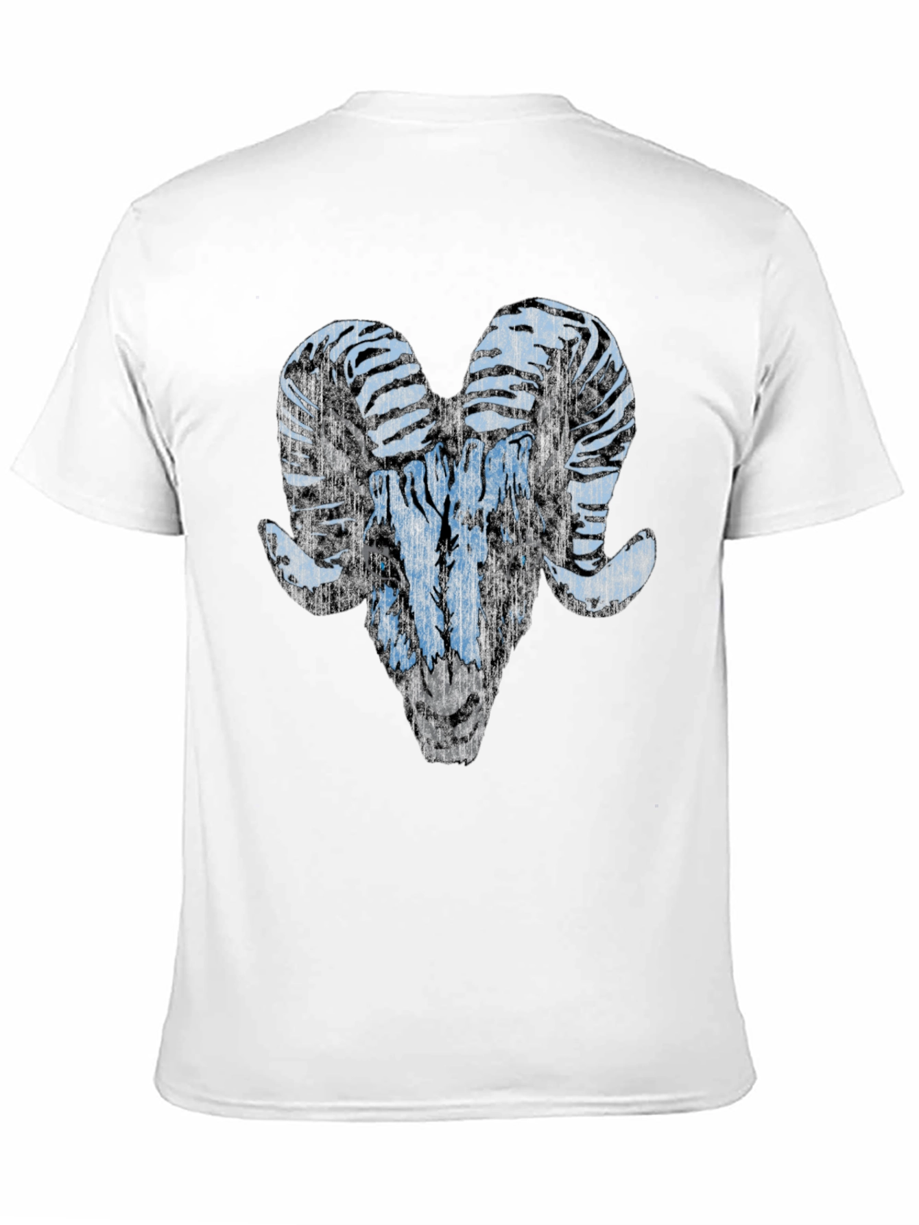 Ram Graphic T-Shirt - Black Distressed Animal Print
