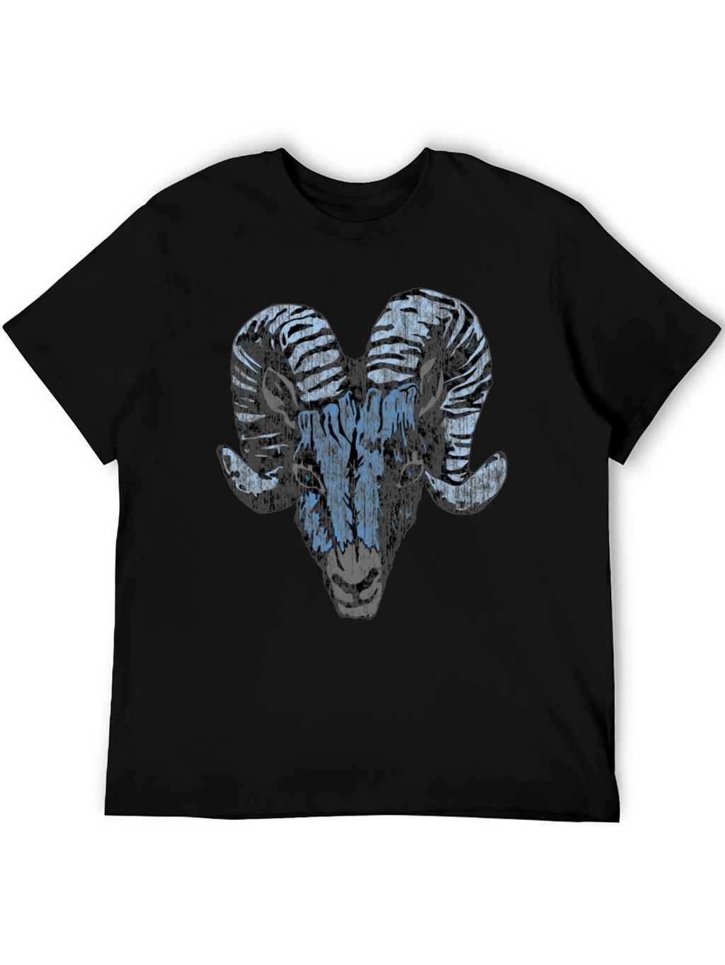 Ram Graphic T-Shirt - Black Distressed Animal Print