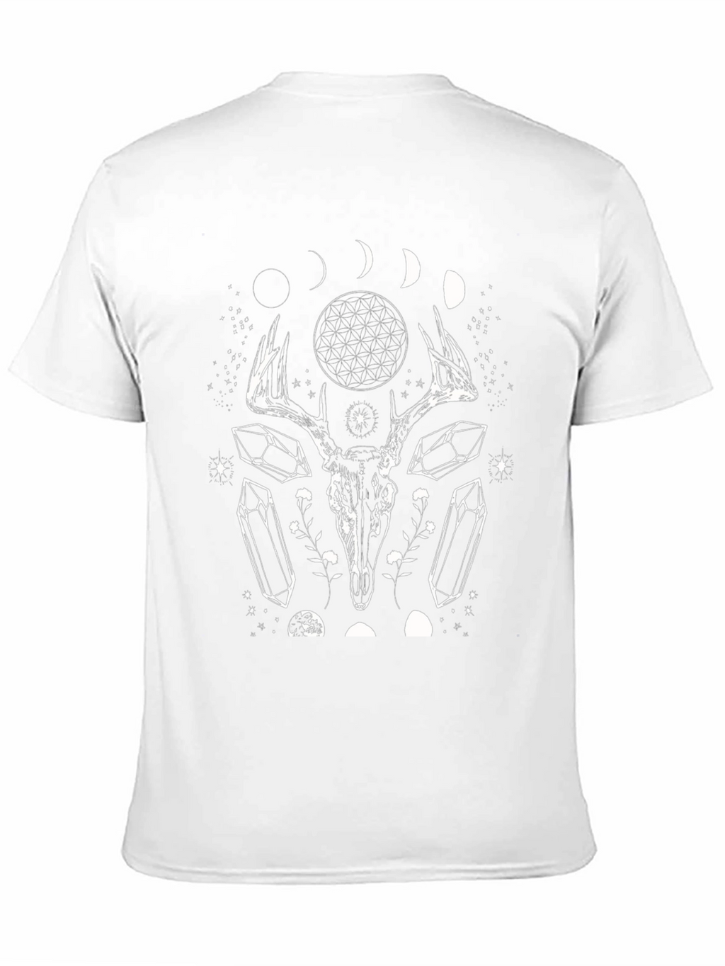 Mystic Deer Skull Graphic Tee - Black
