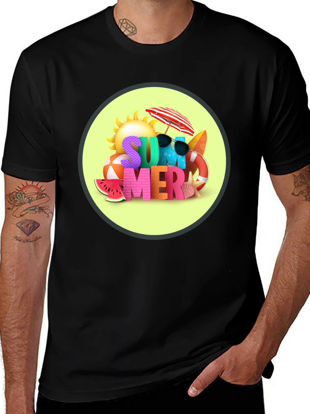 Summer Vibes Black T-Shirt