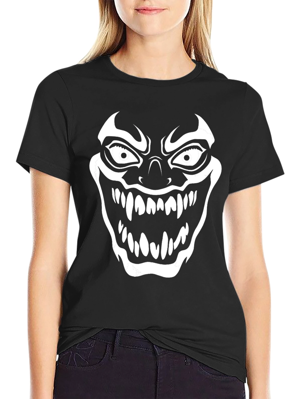 Scary Clown Face Graphic Print T-Shirt