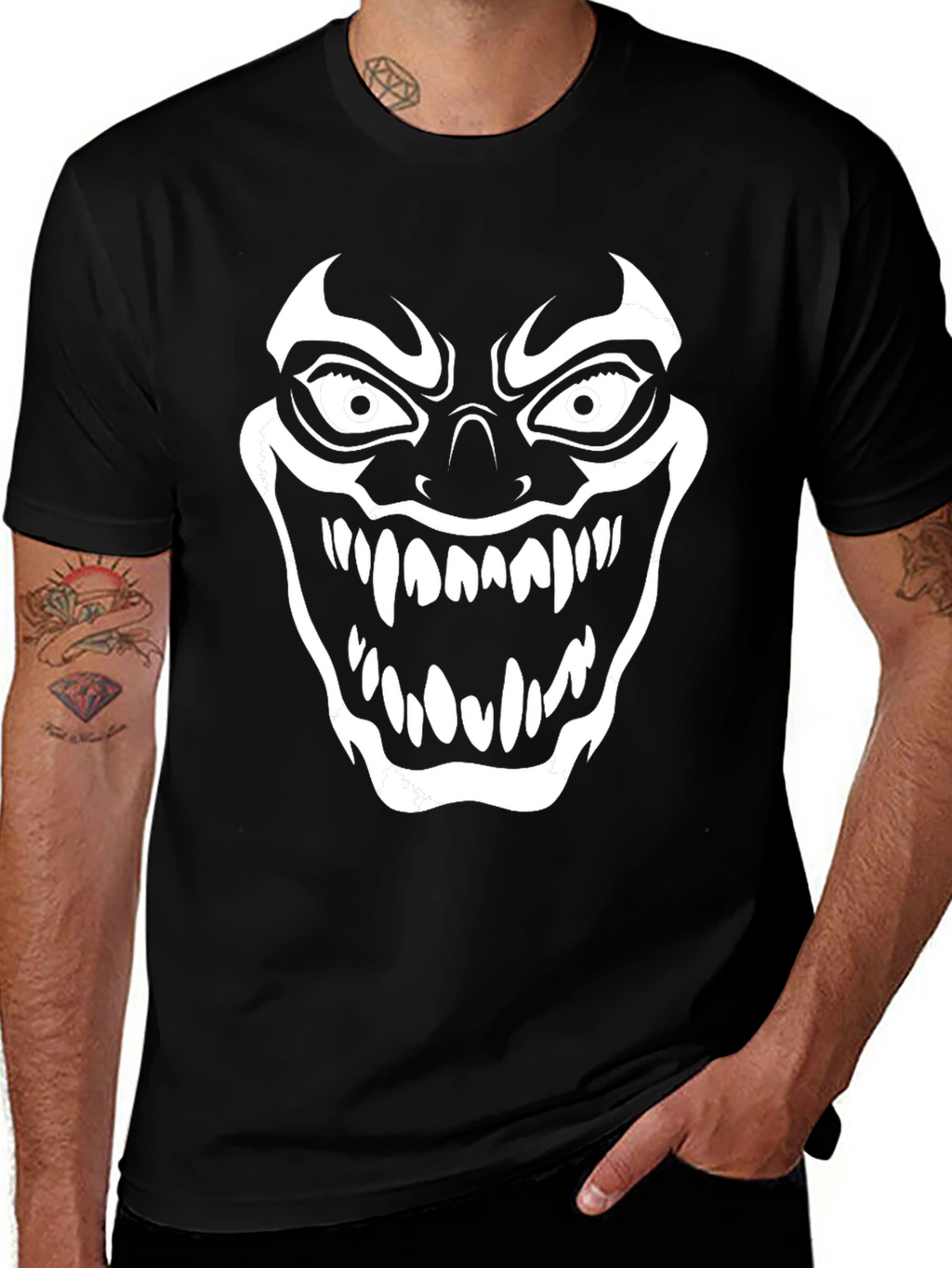 Scary Clown Face Graphic Print T-Shirt