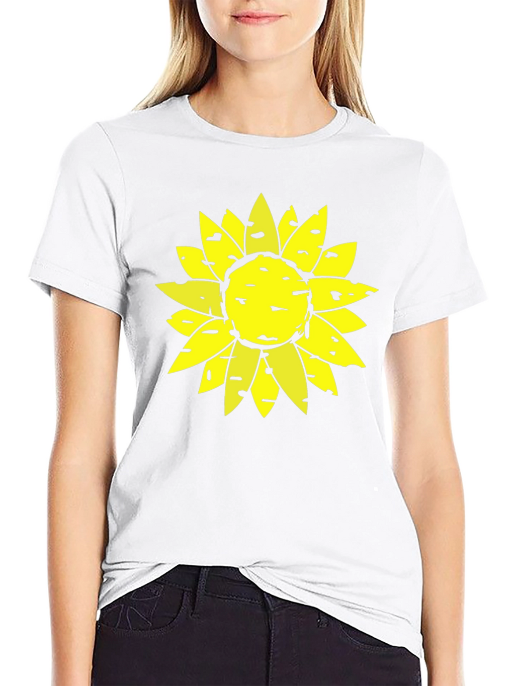 Sunflower Graphic Print Black T-Shirt