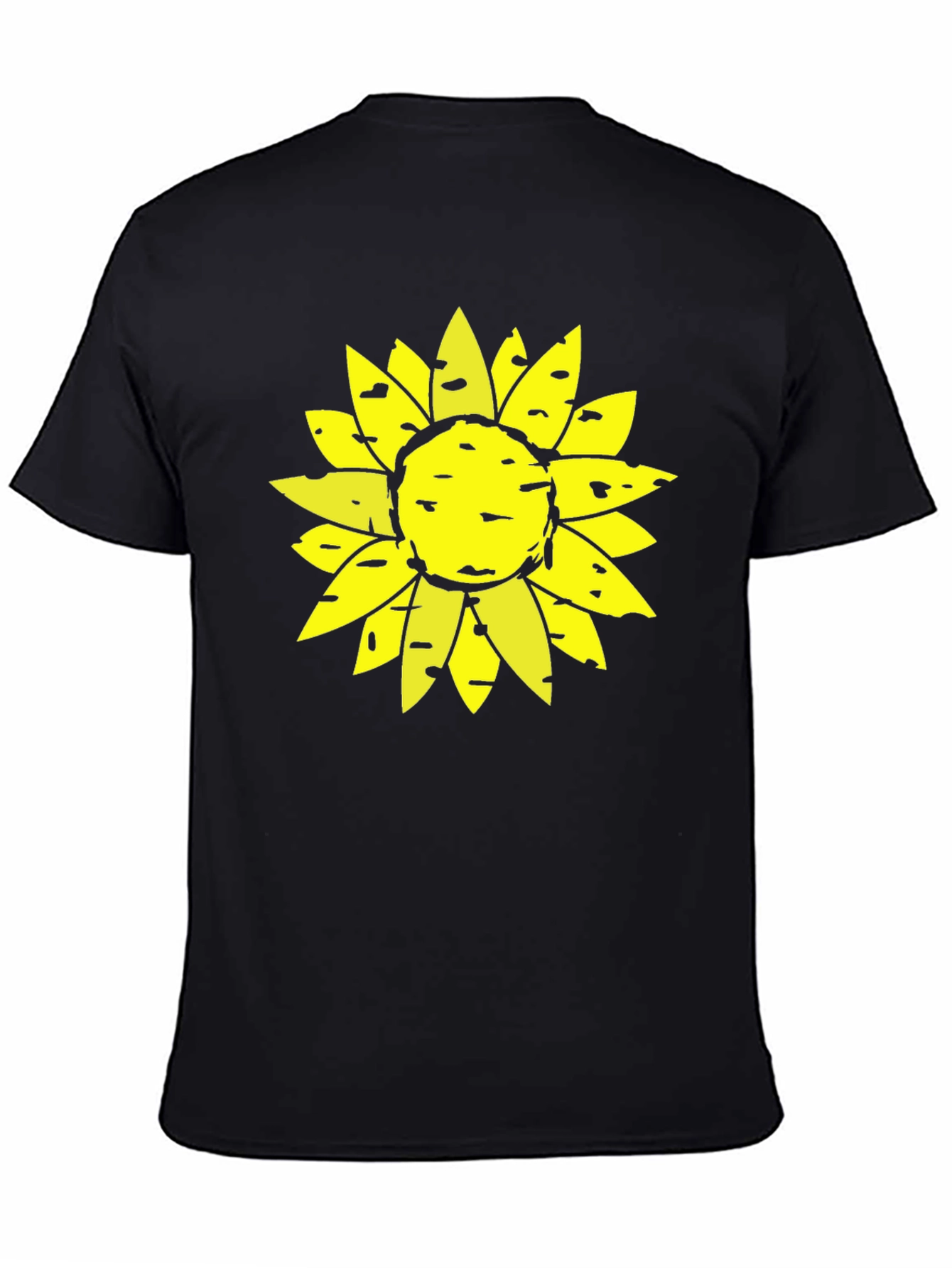 Sunflower Graphic Print Black T-Shirt